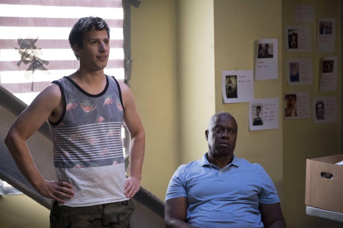 BROOKLYN NINE-NINE: L-R: Andy Samberg and Andre Braugher in the “Coral Palms Pt.3” episode of BROOKLYN NINE-NINE airing Tuesday, Oct. 4 (8:00-8:30 PM ET/PT) on FOX. CR: John P Fleenor/FOX
