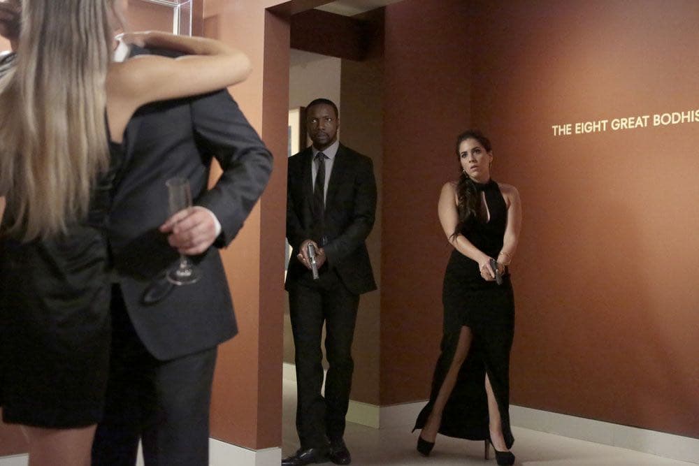 BLINDSPOT -- "If Beth" Episode 204 -- Pictured: (l-r) Rob Brown as Edgar Reade, Audrey Esparza as Tasha Zapata -- (Photo by: Giovanni Ruffino/NBC)
