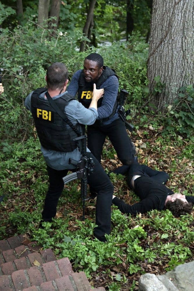 BLINDSPOT -- "If Beth" Episode 204 -- Pictured: (l-r) Sullivan Stapleton as Kurt Weller, Rob Brown as Edgar Reade, Jeff Solomon as Bo Kaier -- (Photo by: Giovanni Ruffino/NBC)