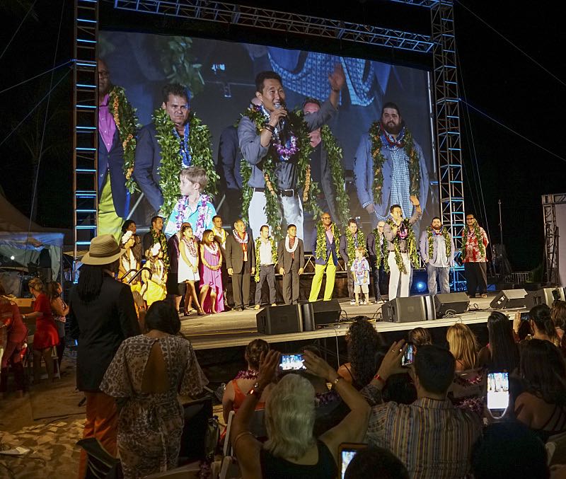 The cast of Hawaii Five-0 on staget at the seventh annual Sunset on the Beach event, where thousands of Oahu residents and visitors gathered in Waikiki to watch the season seven premiere of Hawaii Five-0, titled Makaukau 'oe e pa 'ani, on Friday, Sept. 23, 2016, in Honolulu. Photo: Norman Shapiro/CBS é 2016 CBS Broadcasting, Inc. All Rights Reserved