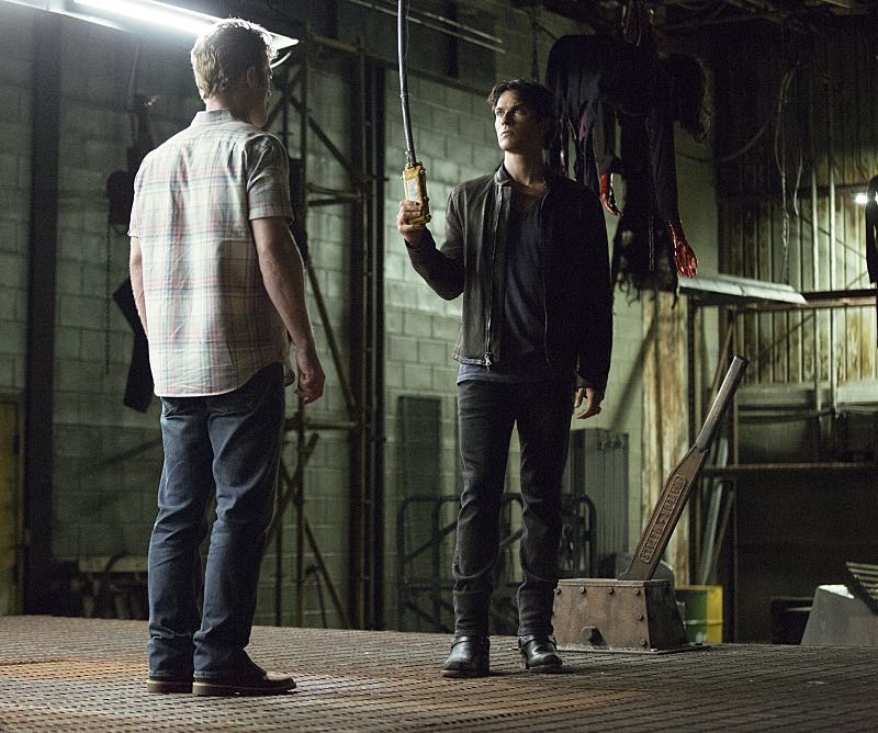 The Vampire Diaries -- "Hello Brother" --Image Number: VD801c_0201.jpg -- Pictured (right): Ian Somerhalder as Damon -- Photo: Bob Mahoney/The CW -- é 2016 The CW Network, LLC. All rights reserved.