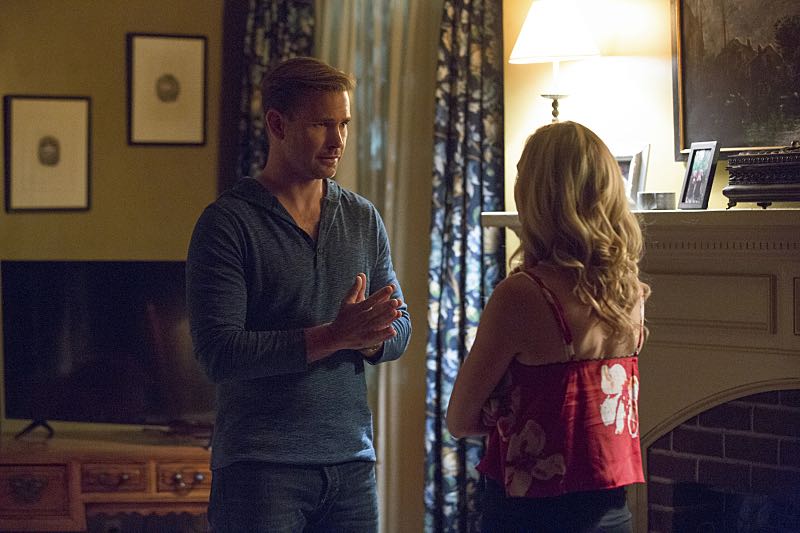 The Vampire Diaries -- "Hello Brother" --Image Number: VD801a_0146.jpg -- Pictured (L-R): Matt Davis as Alaric and Candice King as Caroline -- Photo: Bob Mahoney/The CW -- é 2016 The CW Network, LLC. All rights reserved.