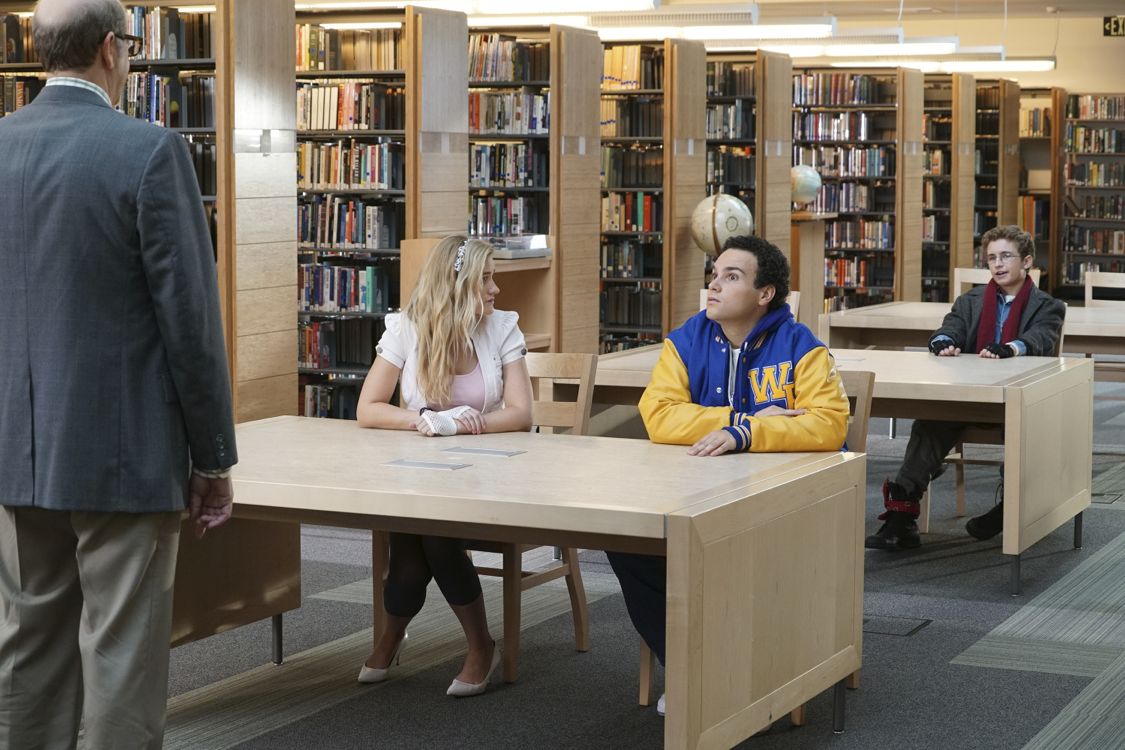 THE GOLDBERGS - "Breakfast Club" - Adam works on his new persona for the first day of high school that he hopes will up his coolness level. Meanwhile, Beverly gets her teaching certification to become a substitute teacher. But when she is demoted to sub-janitor, she sends the Goldberg kids to a Saturday detention, but it is Principal Ball who must oversee the kids. Later, Murray arrives and takes over where he gives an important lesson, on the season premiere "The Goldbergs," WEDNESDAY, SEPTEMBER 21 (8:00-8:30 p.m. EDT), on the ABC Television Network. (ABC/Ron Tom) AJ MICHALKA, TROY GENTILE, SEAN GIAMBRONE