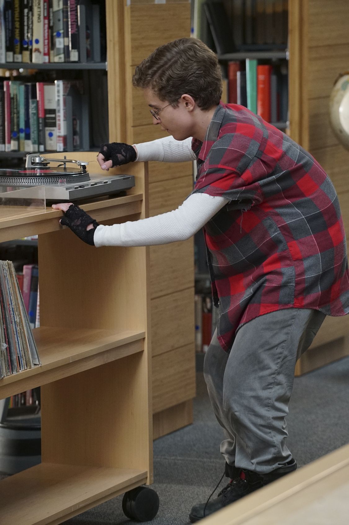 THE GOLDBERGS - "Breakfast Club" - Adam works on his new persona for the first day of high school that he hopes will up his coolness level. Meanwhile, Beverly gets her teaching certification to become a substitute teacher. But when she is demoted to sub-janitor, she sends the Goldberg kids to a Saturday detention, but it is Principal Ball who must oversee the kids. Later, Murray arrives and takes over where he gives an important lesson, on the season premiere "The Goldbergs," WEDNESDAY, SEPTEMBER 21 (8:00-8:30 p.m. EDT), on the ABC Television Network. (ABC/Ron Tom) SEAN GIAMBRONE