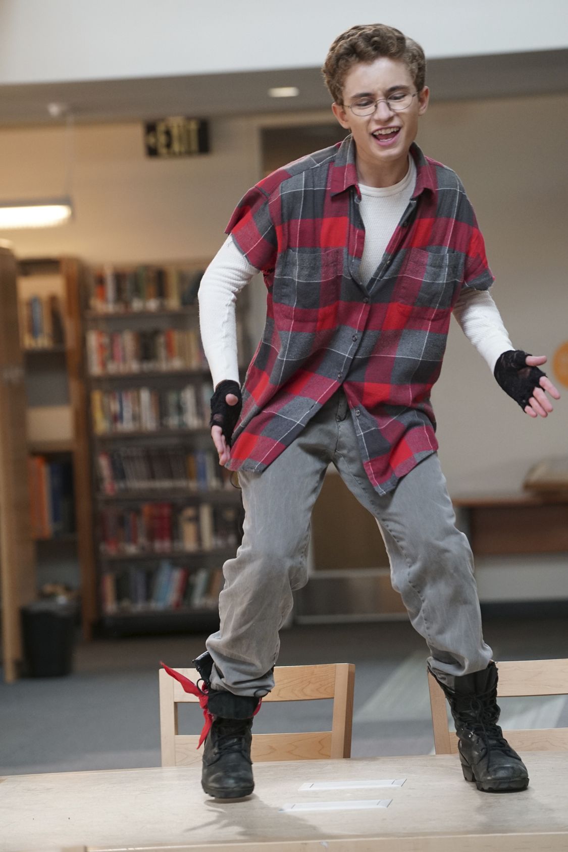 THE GOLDBERGS - "Breakfast Club" - Adam works on his new persona for the first day of high school that he hopes will up his coolness level. Meanwhile, Beverly gets her teaching certification to become a substitute teacher. But when she is demoted to sub-janitor, she sends the Goldberg kids to a Saturday detention, but it is Principal Ball who must oversee the kids. Later, Murray arrives and takes over where he gives an important lesson, on the season premiere "The Goldbergs," WEDNESDAY, SEPTEMBER 21 (8:00-8:30 p.m. EDT), on the ABC Television Network. (ABC/Ron Tom) SEAN GIAMBRONE