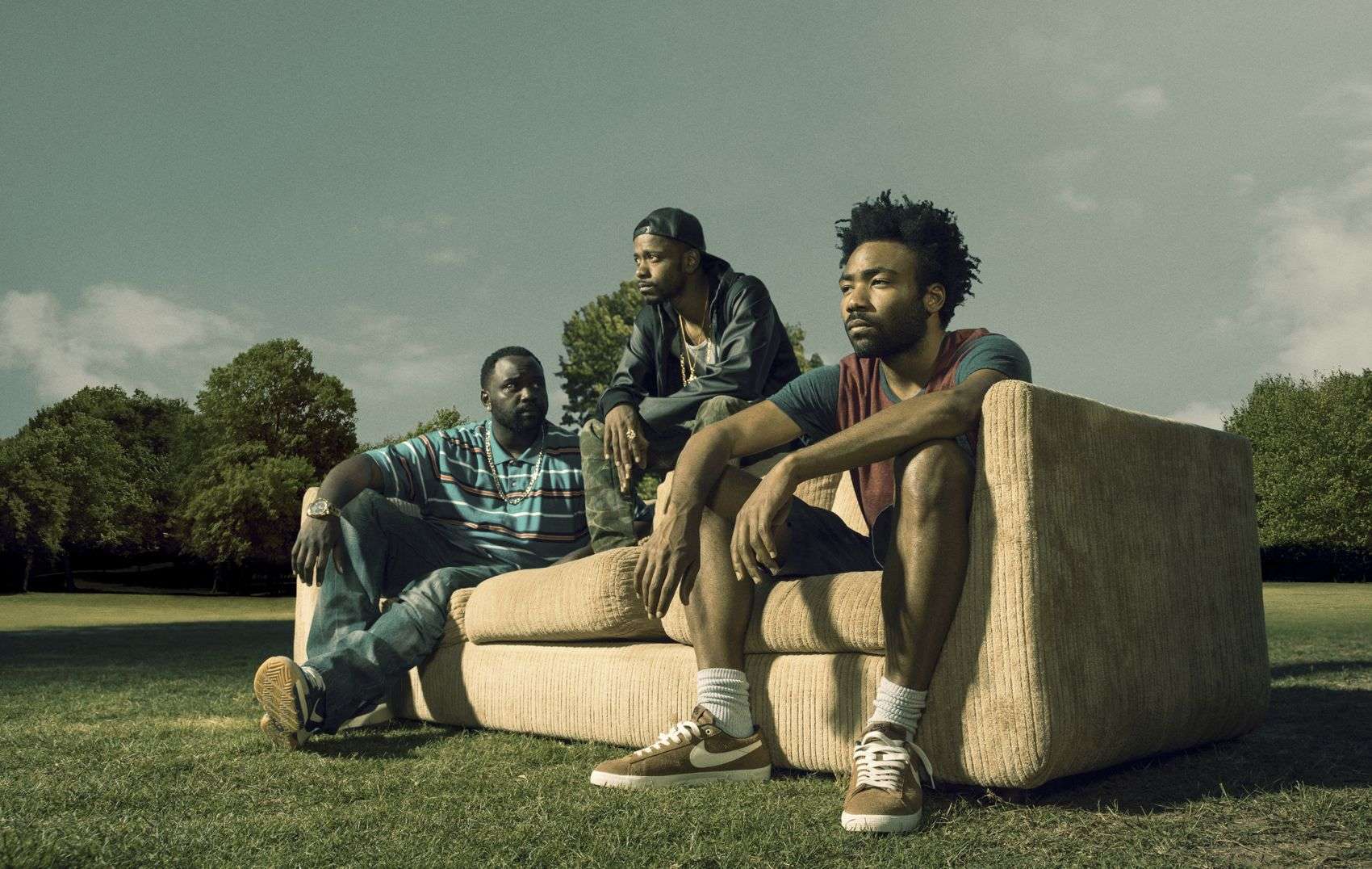 ATLANTA -- Pictured: (l-r) Brian Tyree Henry as Alfred Miles, Keith Standfield as Darius, Donald Glover as Earnest Marks. CR: Matthias Clamer/FX