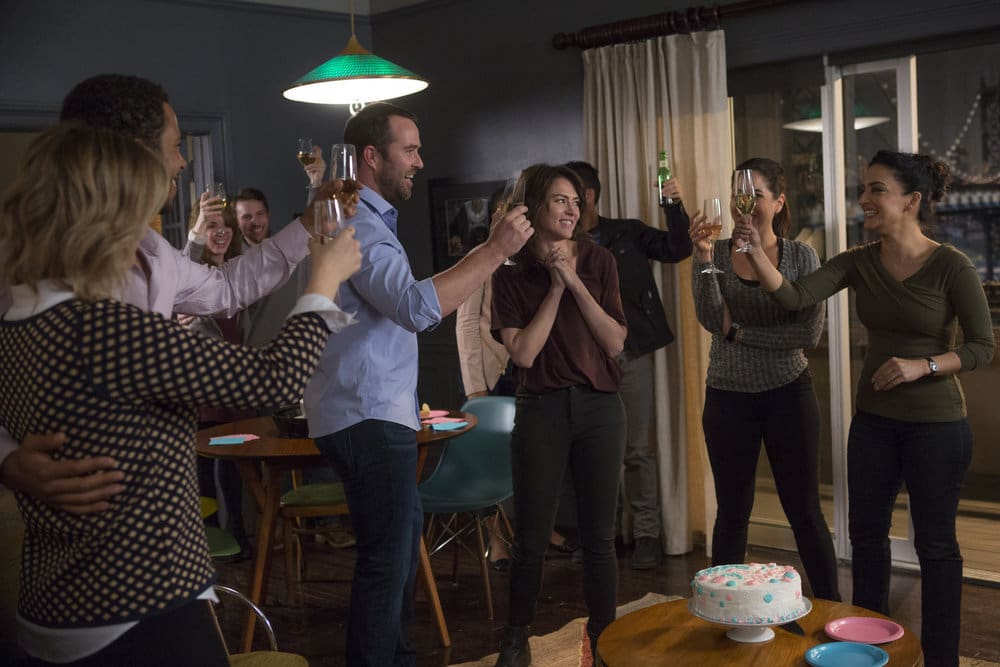 BLINDSPOT -- "Do Not Slack, the Featherweight Wins" Episode 208 -- Pictured: (l-r) Ashley Johnson as Patterson, Ukweli Roach as Dr. Robert Borden, Sullivan Stapleton as Kurt Weller, Trieste Dunn as Allison Knight, Audrey Esparza as Tasha Zapata, Archie Panjabi as Nas Kamal -- (Photo by: Eric Liebowitz/Warner Bros/NBC)