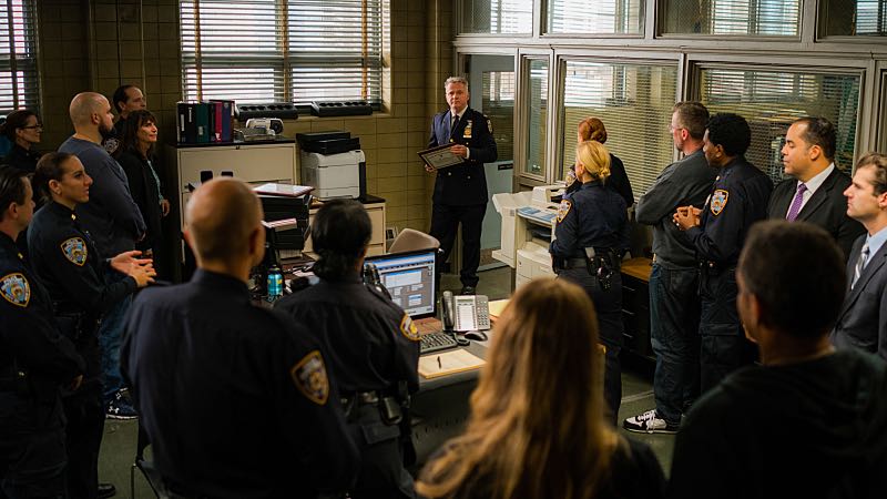 "Henny Penny the Sky is Falling" -- Captain Gregson lobbies to include Holmes and Watson when his unit is selected to receive a city commendation for its exemplary work. Also, as Holmes and Watson consult on the investigation into a financial analyst's murder, they are drawn into the world of asteroid research, on the 100th episode of ELEMENTARY, Sunday, Oct. 30 (10:00-11:00 PM, ET/PT) on the CBS Television Network. Pictured Aidan Quinn as Captain Tommy Gregson Photo: Michael Parmelee/CBS é2016 CBS Broadcasting, Inc. All Rights Reserved
