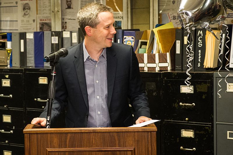 "Henny Penny The Sky Is Falling" -- The cast of ELEMENTARY celebrates their milestone 100th episode with a cake-cutting ceremony Pictured Executive Producer Rob Doherty Photo: JEFF NEIRA /CBS é2016 CBS Broadcasting Inc. All Rights Reserved.
