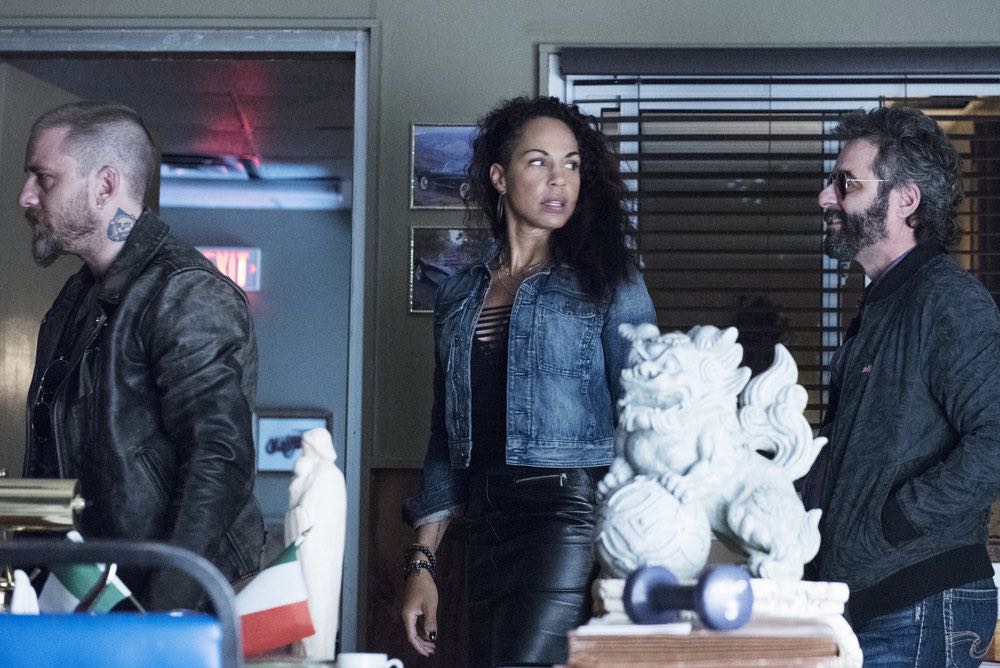 EYEWITNESS -- "Bella, Bella, Bella" Episode 103 -- Pictured: (l-r) Joel Thomas Haynes as Angel Vescovi, Amanda Brugel as Sita, Alex Karzis as Mithat -- (Photo by: Christos Kalohoridis/USA Network) EYEWITNESS -- "Bella, Bella, Bella" Episode 103 -- Pictured: (l-r) Joel Thomas Haynes as Angel Vescovi, Amanda Brugel as Sita, Alex Karzis as Mithat -- (Photo by: Christos Kalohoridis/USA Network)