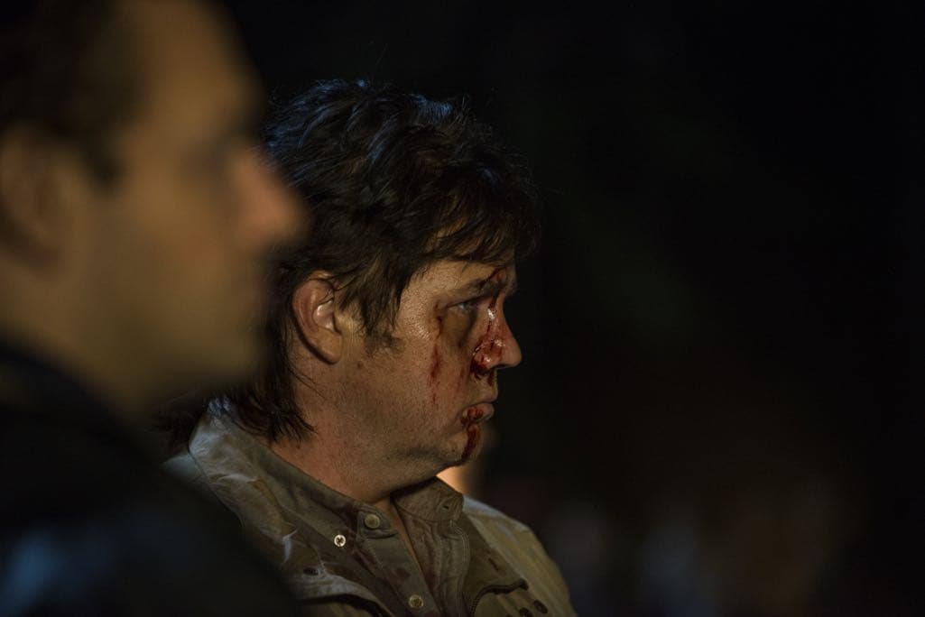 >>> NOT TO BE USED UNTIL 10/24/16 at 1:00 AM EST <<< Ross Marquand as Aaron, Josh McDermitt as Dr. Eugene Porter - The Walking Dead _ Season 7, Episode 1 - Photo Credit: Gene Page/AMC