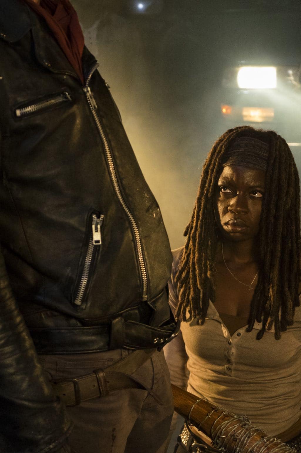 >>> NOT TO BE USED UNTIL 10/24/16 at 1:00 AM EST <<< Danai Gurira as Michonne, Jeffrey Dean Morgan as Negan - The Walking Dead _ Season 7, Episode 1 - Photo Credit: Gene Page/AMC
