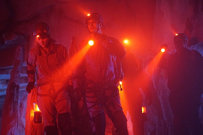 "Bat Poop Crazy" -- Before Halloween, Team Scorpion must infiltrate a deep, vast cave system in order to prevent a bat population from destroying the North America ecosystem. Also, the team dons costumes to stage photos from Halloween's past for Walter's upcoming immigration inspection, on SCORPION, Monday, Oct. 31 (10:00-11:00 PM, ET/PT), on the CBS Television Network. Pictured: Katharine McPhee, Elyes Gabel, Ari Stidham. Photo: Cliff Lipson/CBS é2016 CBS Broadcasting, Inc. All Rights Reserved