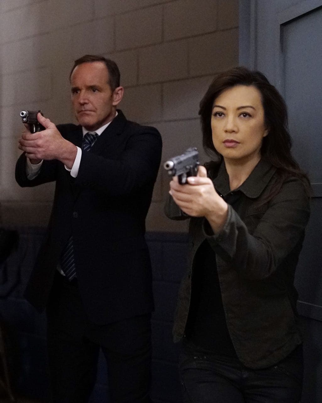 MARVEL’S AGENTS OF S.H.I.E.L.D. - "Lockup" - As Robbie Reyes struggles to control The Ghost Rider, S.H.I.E.L.D. infiltrates a high-security prison to unravel the secrets that haunt them all, on "Marvel's Agents of S.H.I.E.L.D.," TUESDAY, OCTOBER 25 (10:00-11:00 p.m. EDT), on the ABC Television Network. (ABC/Jennifer Clasen) CLARK GREGG, MING-NA WEN