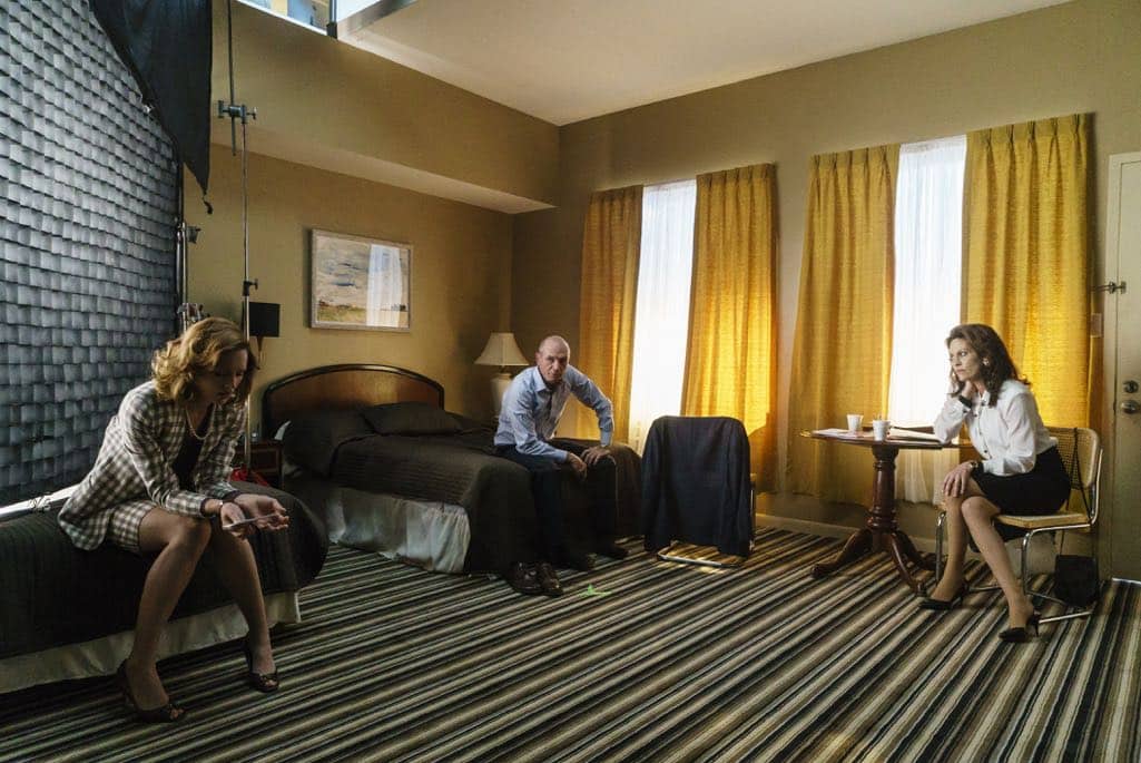 BTS, Elizabeth Gish as Diane, Toby Huss as John Bosworth, Kerry Bishe as Donna Clark; group - Halt and Catch Fire _ Season 3, Episode 8 - Photo Credit: Tina Rowden/AMC