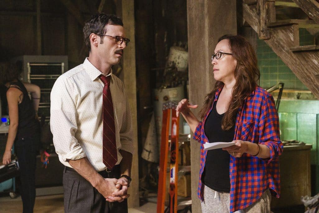 BTS, Director Karen Kusama, Scoot McNairy as Gordon Clark - Halt and Catch Fire _ Season 3, Episode 7 - Photo Credit: Tina Rowden/AMC