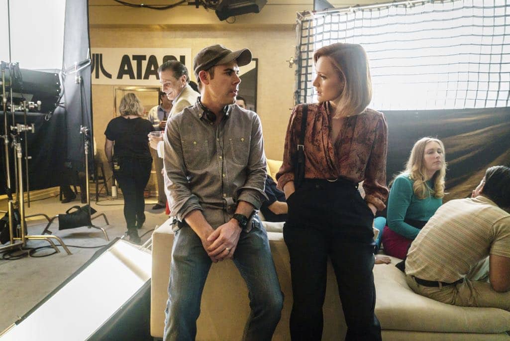 BTS, Executive Producer Chris Cantwell, Kerry Bishe as Donna Clark - Halt and Catch Fire _ Season 3, Episode 9 - Photo Credit: Tina Rowden/AMC