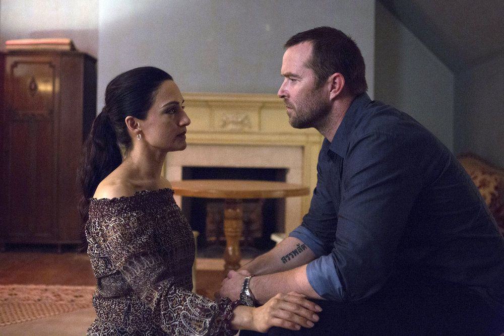 BLINDSPOT-- Her Spys Mind Episode 206 -- Pictured: (l-r) Archie Panjabi as Nas Kamal, Sullivan Stapleton as Kurt Weller -- (Photo by: Giovanni Ruffino/NBC)