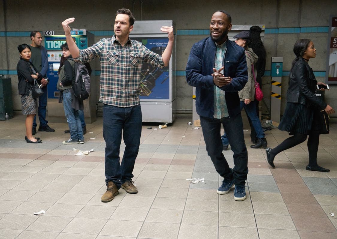 NEW GIRL: L-R: Jake Johnson and Lamorne Morris in the special "Homecoming" NEW GIRL/BROOKLYN NINE-NINE crossover episode of NEW GIRL airing Tuesday, Oct. 11 (8:31-9:01 PM ET/PT) on FOX. ©2015 Fox Broadcasting Co. Cr: Adam Taylor/FOX