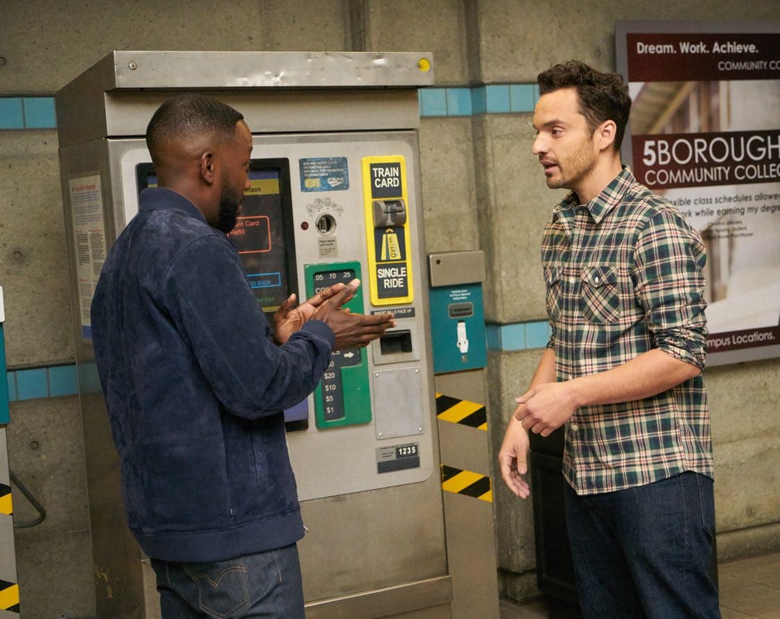 NEW GIRL: L-R: Lamorne Morris and Jake Johnson in the special "Homecoming" NEW GIRL/BROOKLYN NINE-NINE crossover episode of NEW GIRL airing Tuesday, Oct. 11 (8:31-9:01 PM ET/PT) on FOX. ©2015 Fox Broadcasting Co. Cr: Adam Taylor/FOX