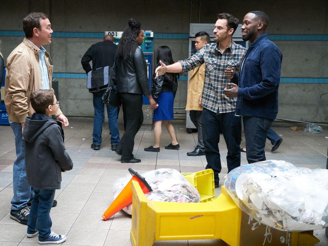 NEW GIRL: L-R: Guest star Joe Lo Truglio, Jake Johnson and Lamorne Morris in the special "Homecoming" NEW GIRL/BROOKLYN NINE-NINE crossover episode of NEW GIRL airing Tuesday, Oct. 11 (8:31-9:01 PM ET/PT) on FOX. ©2015 Fox Broadcasting Co. Cr: Adam Taylor/FOX