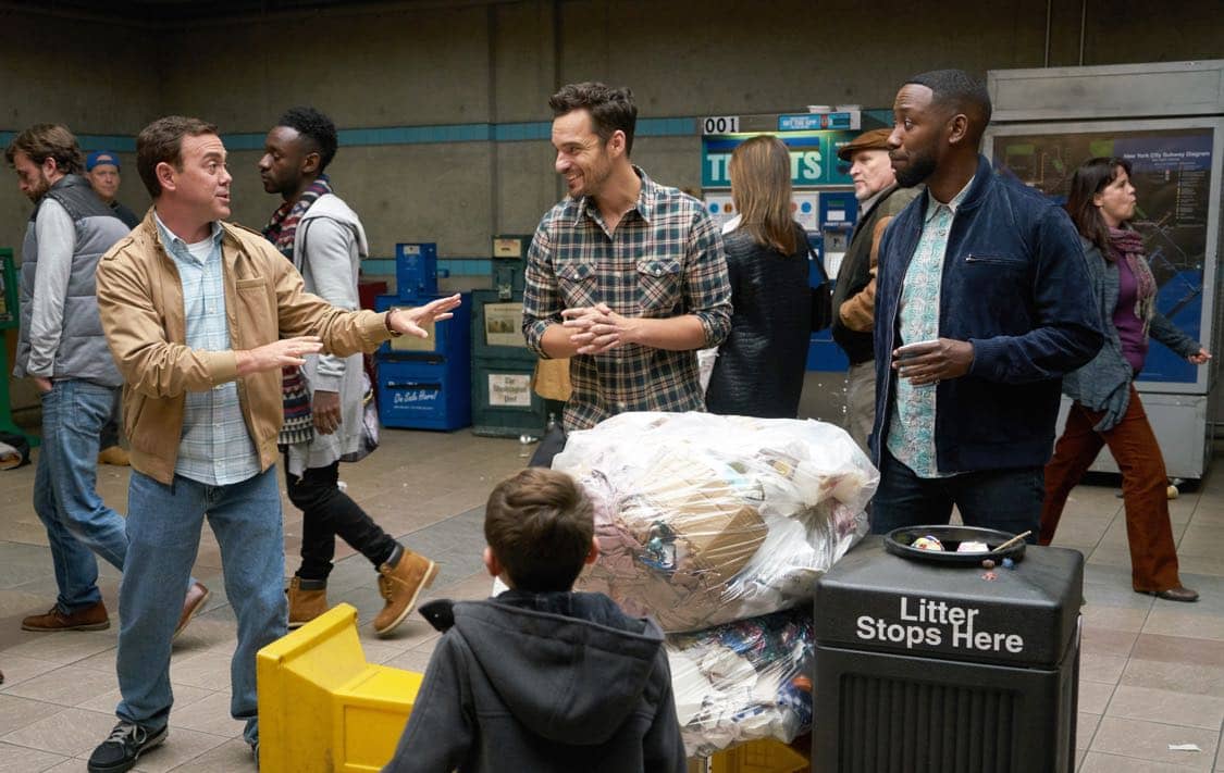 NEW GIRL: L-R: Guest star Joe Lo Truglio, Jake Johnson and Lamorne Morris in the special "Homecoming" NEW GIRL/BROOKLYN NINE-NINE crossover episode of NEW GIRL airing Tuesday, Oct. 11 (8:31-9:01 PM ET/PT) on FOX. ©2015 Fox Broadcasting Co. Cr: Adam Taylor/FOX