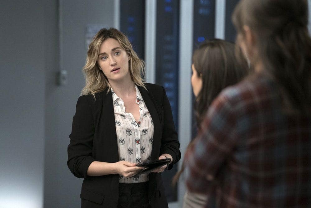 BLINDSPOT -- "Condone Untidiest Thefts" Episode 205 -- Pictured: (l-r) Ashley Johnson as Patterson, Audrey Esparza as Tasha Zapata, Trieste Kelly Dunn as Allison Knight -- (Photo by: Peter Kramer/NBC)