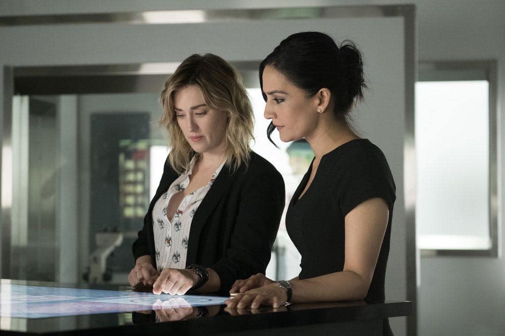 BLINDSPOT -- "Condone Untidiest Thefts" Episode 205 -- Pictured: (l-r) Ashley Johnson as Patterson, Archie Panjabi as Nas Kamal -- (Photo by: Peter Kramer/NBC)