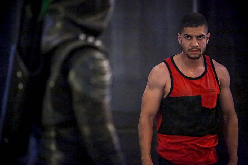 Arrow -- "The Recruits" -- Image AR502a_0137b.jpg -- Pictured (L-R): Stephen Amell as Green Arrow and Rick Gonzales as Rene Ramirez/Wild Dog -- Photo: Bettina Strauss/The CW -- é 2016 The CW Network, LLC. All Rights Reserved.