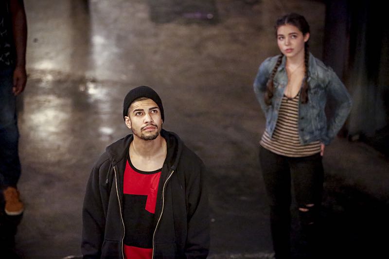 Arrow -- "The Recruits" -- Image AR502a_0016b.jpg --- Pictured (L-R): Rick Gonzales as Rene Ramirez/Wild Dog and Madison McLaughlin as Evelyn Sharp -- Photo: Bettina Strauss/The CW -- é 2016 The CW Network, LLC. All Rights Reserved.