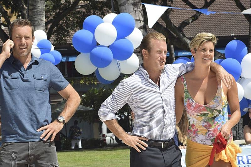"Ka Luhi" -- Five-0 investigates the 10-year-old cold case of a missing teen when a boy suffering from PTSD undergoes hypnosis and realizes he may have witnessed her murder. Also, Danny's sister, Bridget (guest star Missy Peregrym), visits Oahu for a business conference, and he suspects that she may be getting too close to a co-worker, on HAWAII FIVE-0, Friday, Dec. 9 (9:00-10:00 PM, ET/PT), on the CBS Television Network. Pictured left to right: Alex O'Loughlin as Steve McGarrett, Scott Caan as Danny "Danno" Williams and Missy Peregrym as Bridget. Photo: Norman Shapiro/CBSé2016 CBS Broadcasting, Inc. All Rights Reserved ("Ka Luhi" is Hawaiian for "The Burden")
