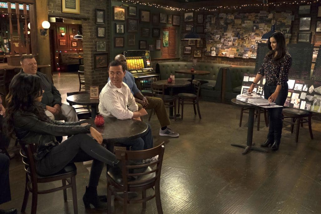 BROOKLYN NINE-NINE: L-R: Stephanie Beatriz, Joel McKinnon Miller, Joe Lo Truglio, Terry Crews and Melissa Fumero in the “Monster In The Closet” episode of BROOKLYN NINE-NINE airing Tuesday, Nov. 15 (8:00-8:31 PM ET/PT) on FOX. ©2016 Fox Broadcasting Co. Cr: FOX BROOKLYN NINE-NINE: L-R: Stephanie Beatriz, Joel McKinnon Miller, Joe Lo Truglio, Terry Crews and Melissa Fumero in the “Monster In The Closet” episode of BROOKLYN NINE-NINE airing Tuesday, Nov. 15 (8:00-8:31 PM ET/PT) on FOX. ©2016 Fox Broadcasting Co. Cr: FOX