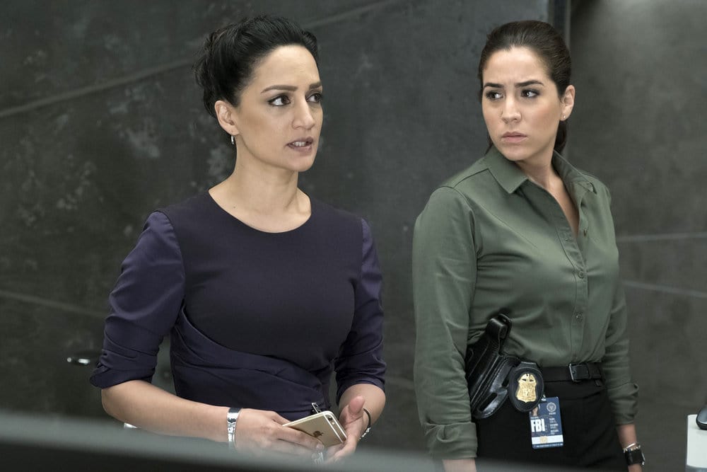 BLINDSPOT -- "Why Let Cooler Pasture Deform" Episode 209 -- Pictured: Archie Panjabi as Nas Kamal, Audrey Esparza as Tasha Zapata -- (Photo by: Virginia Sherwood/NBC)