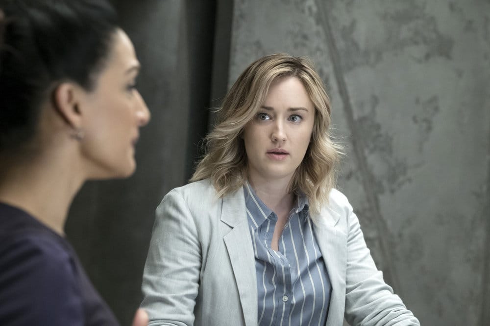 BLINDSPOT -- "Why Let Cooler Pasture Deform" Episode 209 -- Pictured: (l-r) Archie Panjabi as Nas Kamal, Ashley Johnson as Patterson -- (Photo by: Virginia Sherwood/NBC)