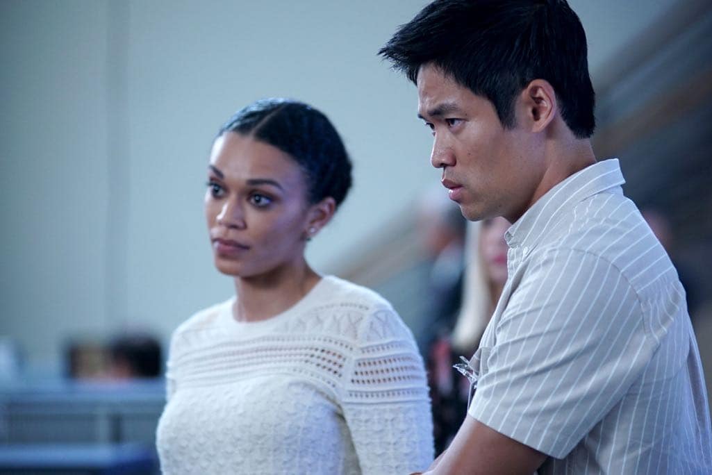 QUANTIZE - "AQUILINE" - At the Farm, the trainees learn their next task is to decide on a drone strike, which triggers Alex's memories of Simon's sacrifice. Meanwhile, Shelby and Leon's relationship reaches the next level, and Nimah advises Alex and Ryan not to trust Harry. In the future, Alex questions if she can trust Lydia, leading to combat between the two, on "Quantico," airing SUNDAY, NOVEMBER 6 (10:00-11:00 p.m. EST), on the ABC Television Network. (ABC/Nicole Rivelli) PEARL THUSI, DAVID LIM