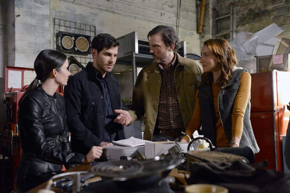 GRIMM -- "Fugitive" Episode 601 -- Pictured: (l-r) Bitsie Tulloch as Juliette Silverton, David Giuntoli as Nick Burkhardt, Silas Weir Mitchell as Monroe, Bree Turner as Rosalee GRIMM -- "Fugitive" Episode 601 -- Pictured: (l-r) Bitsie Tulloch as Juliette Silverton, David Giuntoli as Nick Burkhardt, Silas Weir Mitchell as Monroe, Bree Turner as Rosalee