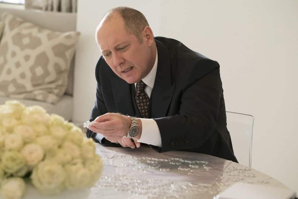 THE BLACKLIST -- "The Forecaster: #163" Episode 410 -- Pictured: James Spader as Raymond "Red" Reddington -- (Photo by: Virginia Sherwood/NBC) THE BLACKLIST -- "The Forecaster: #163" Episode 410 -- Pictured: James Spader as Raymond "Red" Reddington -- (Photo by: Virginia Sherwood/NBC)