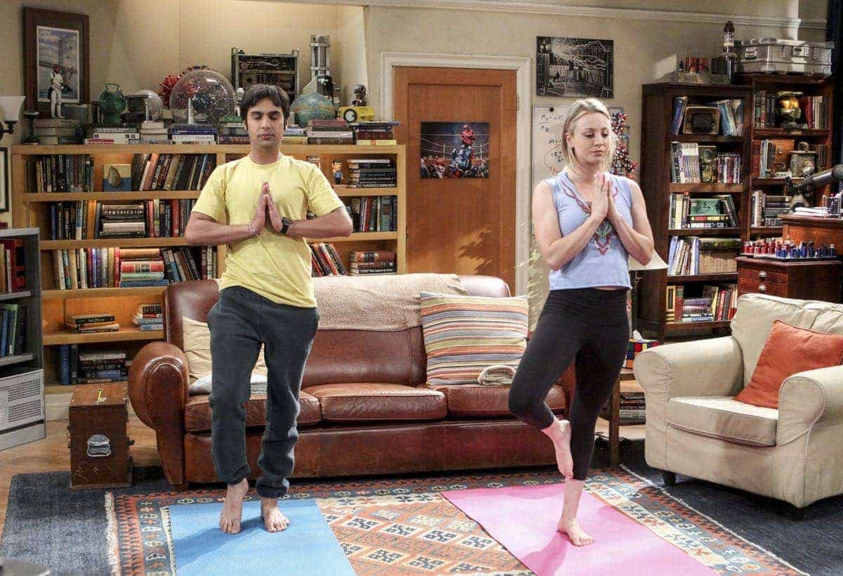 Rajesh Koothrappali (Kunal Nayyar) and Penny (Kaley Cuoco) Doing Yoga Rajesh Koothrappali (Kunal Nayyar) and Penny (Kaley Cuoco) Doing Yoga