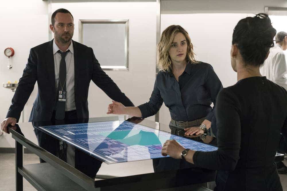BLINDSPOT -- "Evil Did I Dwell, Lewd Did I Live" Episode 216 -- Pictured: (l-r) Sullivan Stapleton as Kurt Weller, Ashley Johnson as Patterson BLINDSPOT -- "Evil Did I Dwell, Lewd Did I Live" Episode 216 -- Pictured: (l-r) Sullivan Stapleton as Kurt Weller, Ashley Johnson as Patterson