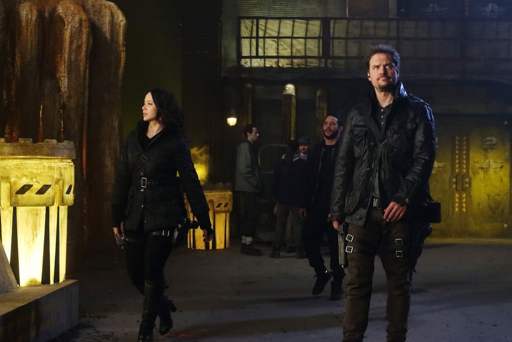 DARK MATTER -- "Welcome To The Revolution" Episode 303 -- Pictured: (l-r) Melissa O'Neil as Two, Anthony Lemke as Three DARK MATTER -- "Welcome To The Revolution" Episode 303 -- Pictured: (l-r) Melissa O'Neil as Two, Anthony Lemke as Three