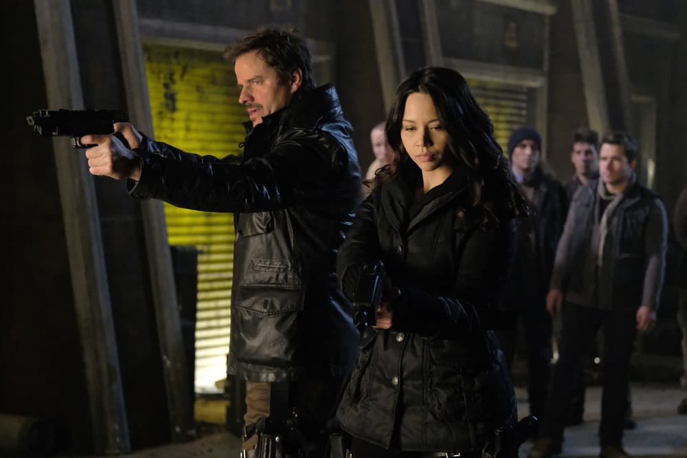 DARK MATTER -- "Welcome To The Revolution" Episode 303 -- Pictured: (l-r) Anthony Lemke as Three, Melissa O'Neil as Two DARK MATTER -- "Welcome To The Revolution" Episode 303 -- Pictured: (l-r) Anthony Lemke as Three, Melissa O'Neil as Two