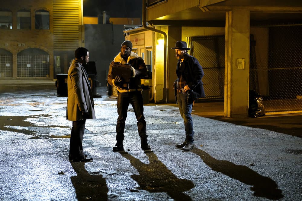WYNONNA EARP -- "Whiskey Lullaby" Episode 206 -- Pictured: (l-r) Varun Saranga as Jeremy Chetri, Shamier Anderson as Agent Dolls, Tim Rozon as Doc Holliday WYNONNA EARP -- "Whiskey Lullaby" Episode 206 -- Pictured: (l-r) Varun Saranga as Jeremy Chetri, Shamier Anderson as Agent Dolls, Tim Rozon as Doc Holliday