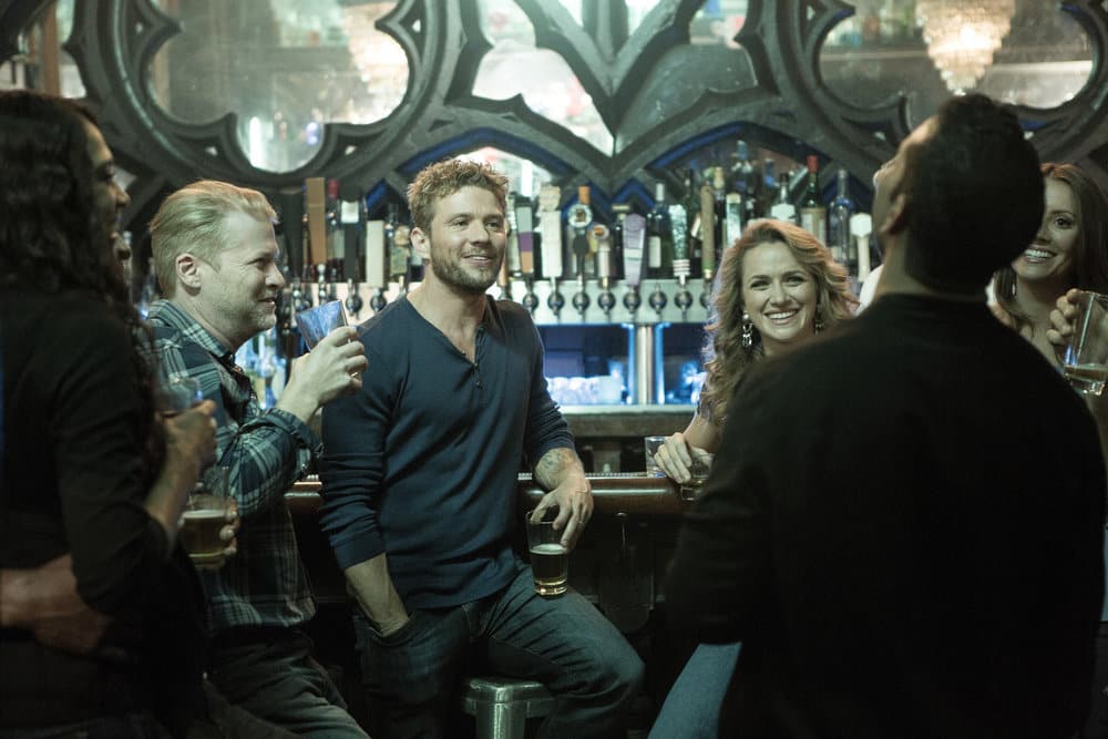 SHOOTER -- "The Hunting Party" Episode 201 -- Pictured: (l-r) Todd Lowe as Colin Dobbs, Ryan Phillippe as Bob Lee Swagger, Shantel Vansanten as Julie Swagger SHOOTER -- "The Hunting Party" Episode 201 -- Pictured: (l-r) Todd Lowe as Colin Dobbs, Ryan Phillippe as Bob Lee Swagger, Shantel Vansanten as Julie Swagger