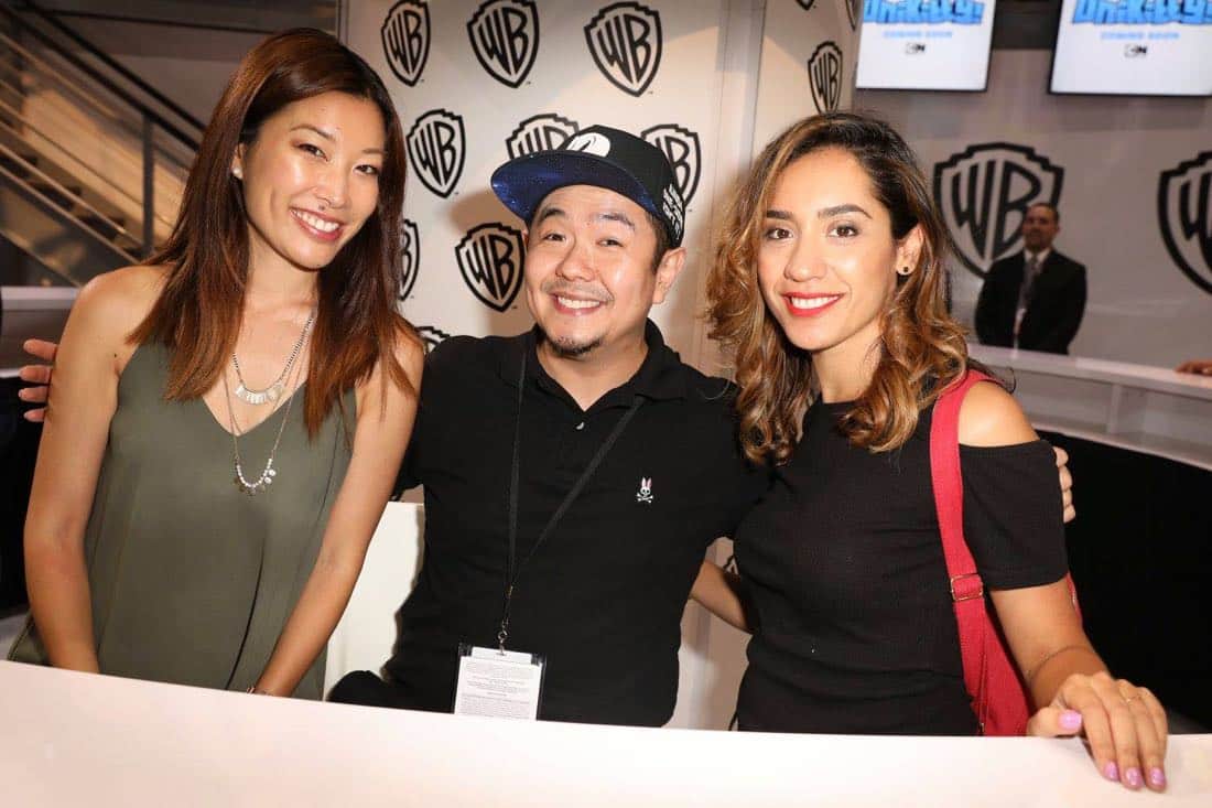 UNIKITTY! director Lynn Wang (left) and series star Eric Bauza share a snap with art director Andrea Fernandez (right) at the Warner Bros. booth at Comic-Con 2017 on Thursday, July 20. #WBSDCC (© 2017 WBEI. All Rights Reserved) UNIKITTY! director Lynn Wang (left) and series star Eric Bauza share a snap with art director Andrea Fernandez (right) at the Warner Bros. booth at Comic-Con 2017 on Thursday, July 20. #WBSDCC (© 2017 WBEI. All Rights Reserved)