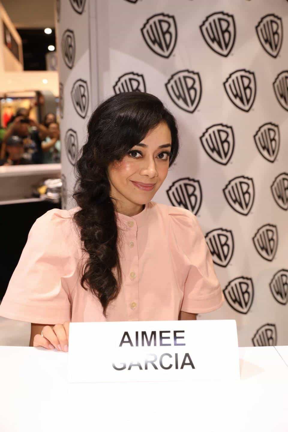 LUCIFER star Aimee Garcia enjoys her time at the Warner Bros. booth at Comic-Con 2017 on Saturday, July 22. #WBSDCC (© 2017 WBEI. All Rights Reserved) LUCIFER star Aimee Garcia enjoys her time at the Warner Bros. booth at Comic-Con 2017 on Saturday, July 22. #WBSDCC (© 2017 WBEI. All Rights Reserved)