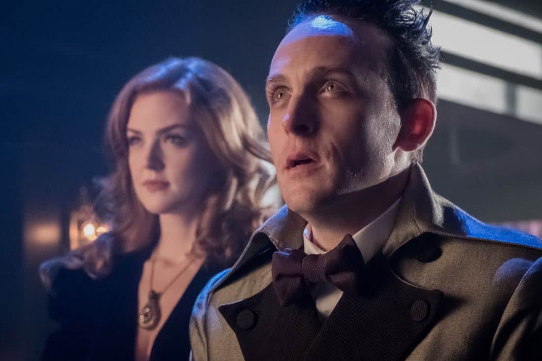 GOTHAM: L-R: Maggie Geha and Robin Lord Taylor in the "Pax Penguina" season premiere episode of GOTHAM airing Thursday, Sept. 21 (8:00-9:01 PM ET/PT) on FOX. ©2017 Fox Broadcasting Co. Cr: Jeff Neumann/FOX.