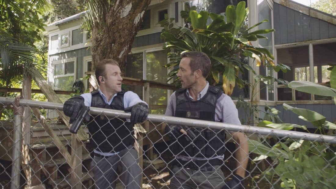 "'A'ole e 'lelo mai ana ke ahi ua ana ia" -- McGarrett and Danny recruit Tani Rey (Meaghan Rath) to join the task force when diabolical hacker Aaron Wright (Joey Lawrence) releases a dangerous arsonist from prison, on the eighth season premiere of HAWAII FIVE-0, Friday, Sept. 29 (9:00-10:00 PM, ET/PT) on the CBS Television Network. The season premiere includes animation of one of McGarrett and Danny's infamous "car-guements." Also, Randy Couture returns, and Joey Lawrence joins his brother, Andrew, when he guest stars as Aaron Wright, a hacker. Pictured left to right: Alex O'Loughlin as Steve McGarrett and Scott Caan as Danny :Danno" Williams. Photo: Best Screen Grab Available/CBS é2017 CBS Broadcasting, Inc. All Rights Reserved ("'A'ole e 'lelo mai ana ke ahi ua ana ia" is Hawaiian for "Fire Will Never Say that It Has Had Enough")