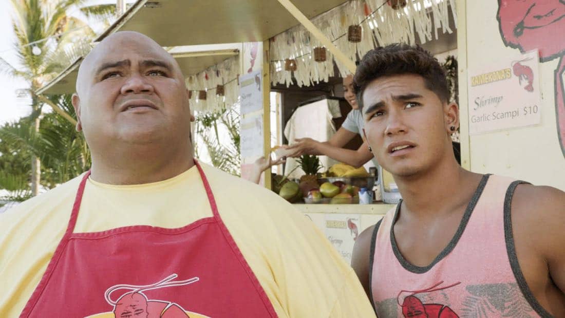 "'A'ole e 'lelo mai ana ke ahi ua ana ia" -- McGarrett and Danny recruit Tani Rey (Meaghan Rath) to join the task force when diabolical hacker Aaron Wright (Joey Lawrence) releases a dangerous arsonist from prison, on the eighth season premiere of HAWAII FIVE-0, Friday, Sept. 29 (9:00-10:00 PM, ET/PT) on the CBS Television Network. The season premiere includes animation of one of McGarrett and Danny's infamous "car-guements." Also, Randy Couture returns, and Joey Lawrence joins his brother, Andrew, when he guest stars as Aaron Wright, a hacker. Pictured: Taylor Wily as Kamekona Tupuola. Photo: Best Screen Grab Available/CBS é2017 CBS Broadcasting, Inc. All Rights Reserved ("'A'ole e 'lelo mai ana ke ahi ua ana ia" is Hawaiian for "Fire Will Never Say that It Has Had Enough")