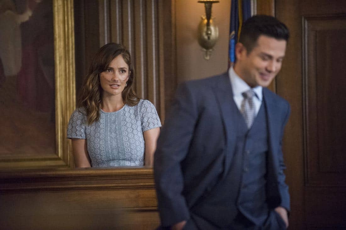 "School for Scandal"-- When Bull joins the district attorney in a case against Kara Clayton (Minka Kelly), who claims she killed her billionaire husband in self-defense, tensions run high when he learns that his on-again, off-again romantic rival, Diana Lindsay (Jill Flint), is defending the widow. Also, Chunk makes a decision about his future, on the second season premiere of BULL, Tuesday, Sept. 26 (9:00-10:00 PM, ET/PT) on the CBS Television Network. Minka Kelly as Kara Clayton and Freddy Rodriguez as Benny Colón Photo: Jeffrey Neira/CBS é2017 CBS Broadcasting, Inc. All Rights Reserved