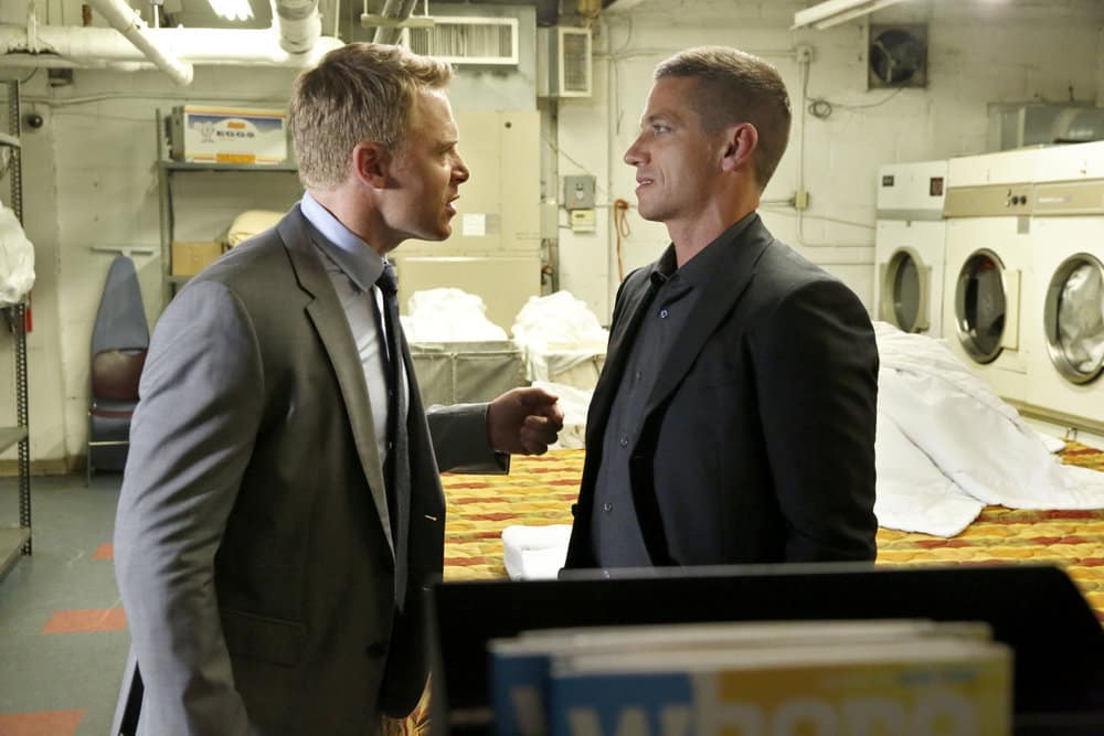 THE BLACKLIST -- "Smokey Putnam (#30)" Episode 501 -- Pictured: (l-r) Diego Klattenhoff as Donald Ressler, James Carpinello as Prescott -- (Photo by Will Hart/NBC)